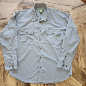 Cabela's Long Sleeve Button Up Light Grey Shirt Sz L
